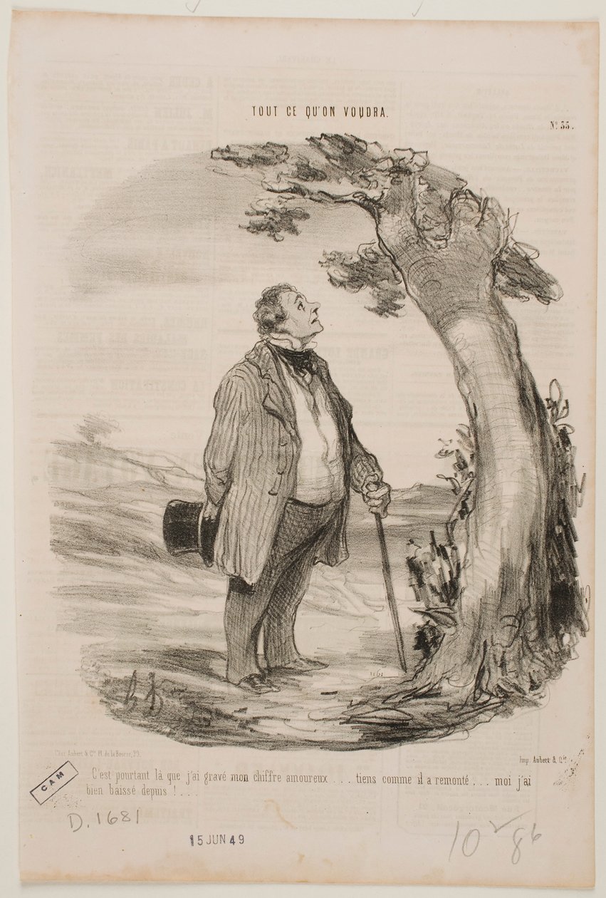 Hier had ik de initialen van mijn geliefde gegraveerd... door Honoré Daumier