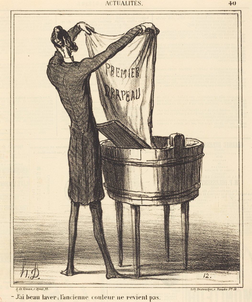 Hoe vaak ik het ook was, de oude kleur... door Honoré Daumier
