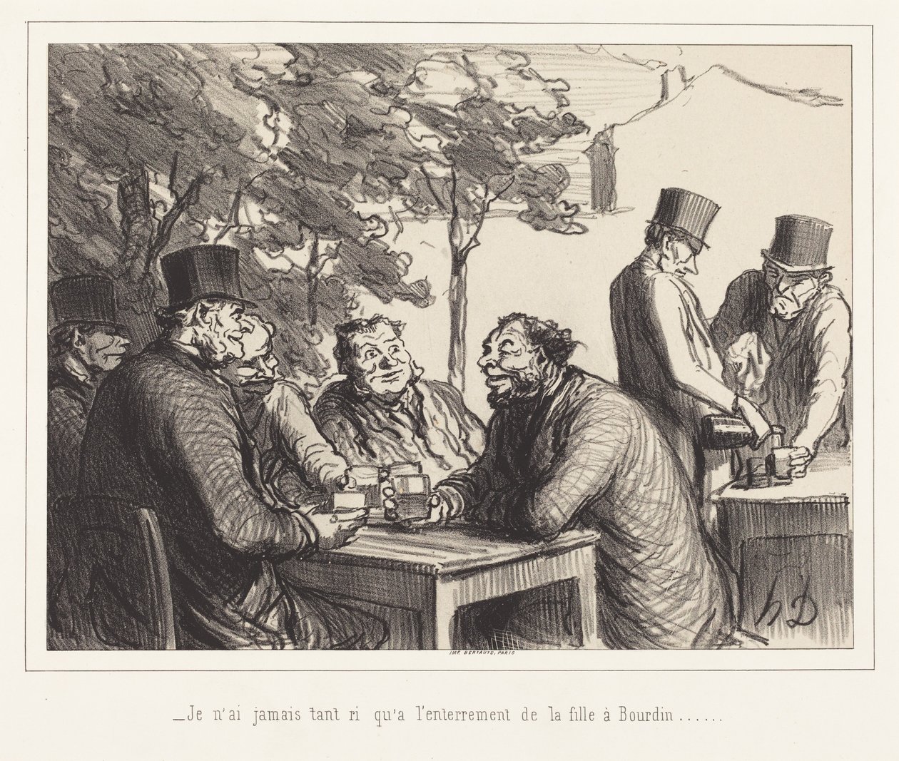 Ik heb nog nooit zo hard gelachen als op de begrafenis van het dochtertje van Bourdin... door Honoré Daumier