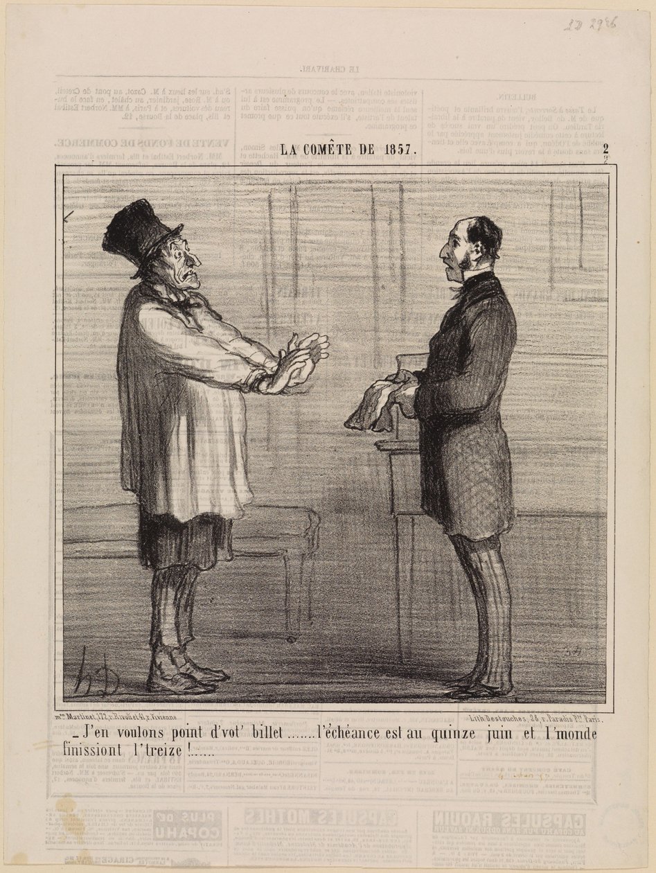 Ik wil uw biljet niet (De komeet van 1857, plaat 2) door Honoré Daumier