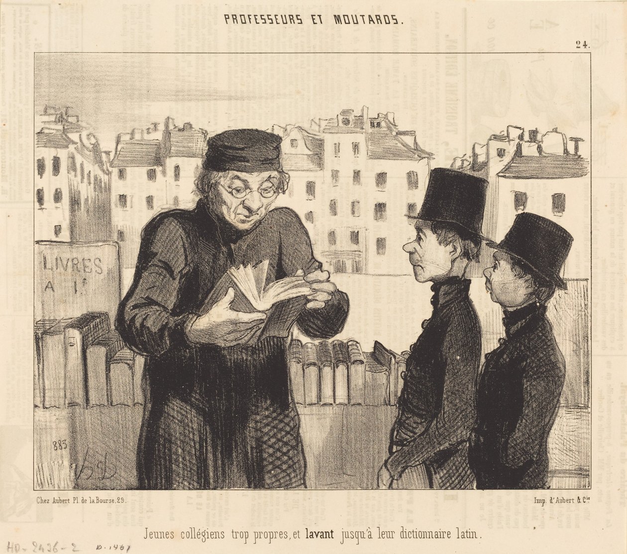 Jonge Studenten... wassen zelfs hun Latijnse woordenboek door Honoré Daumier