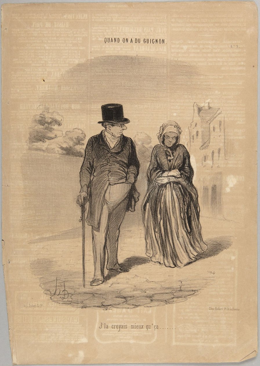 Ik dacht dat ze beter was dan dat, nummer 9 uit de serie Wanneer men pech heeft uit Le Charivari door Honoré Daumier