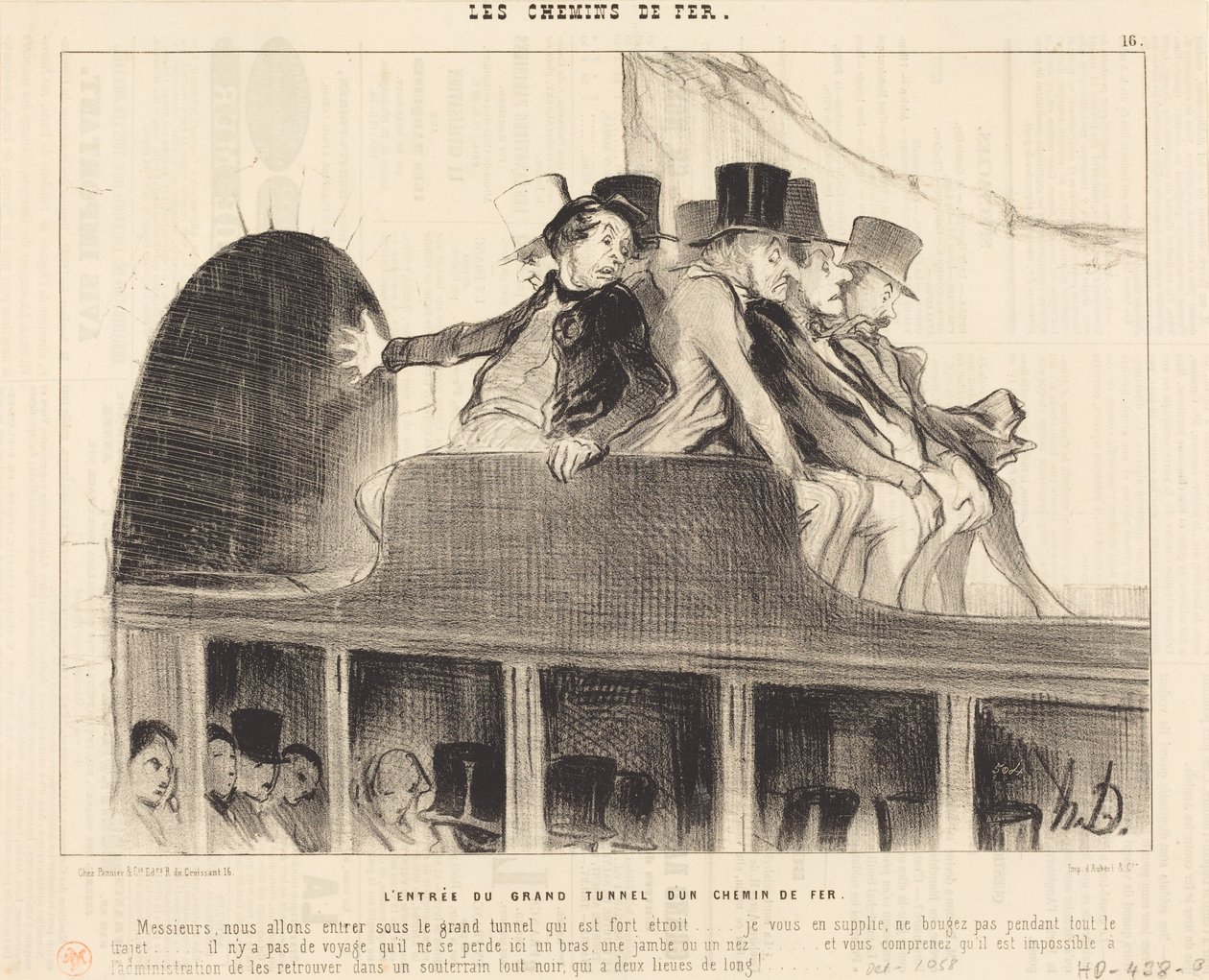 De ingang van de grote spoorwegtunnel door Honoré Daumier