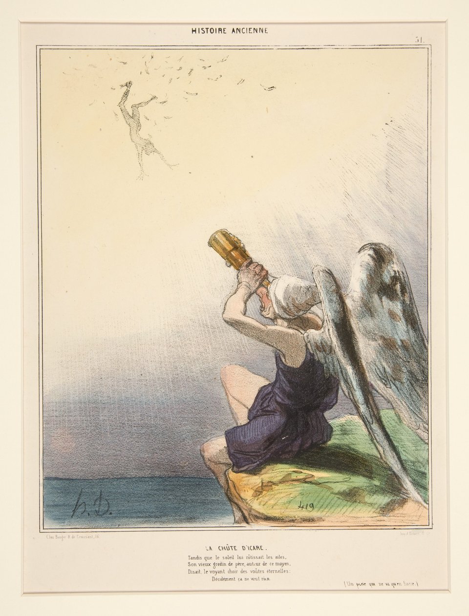 De val van Icarus, uit Histoire Ancienne door Honoré Daumier
