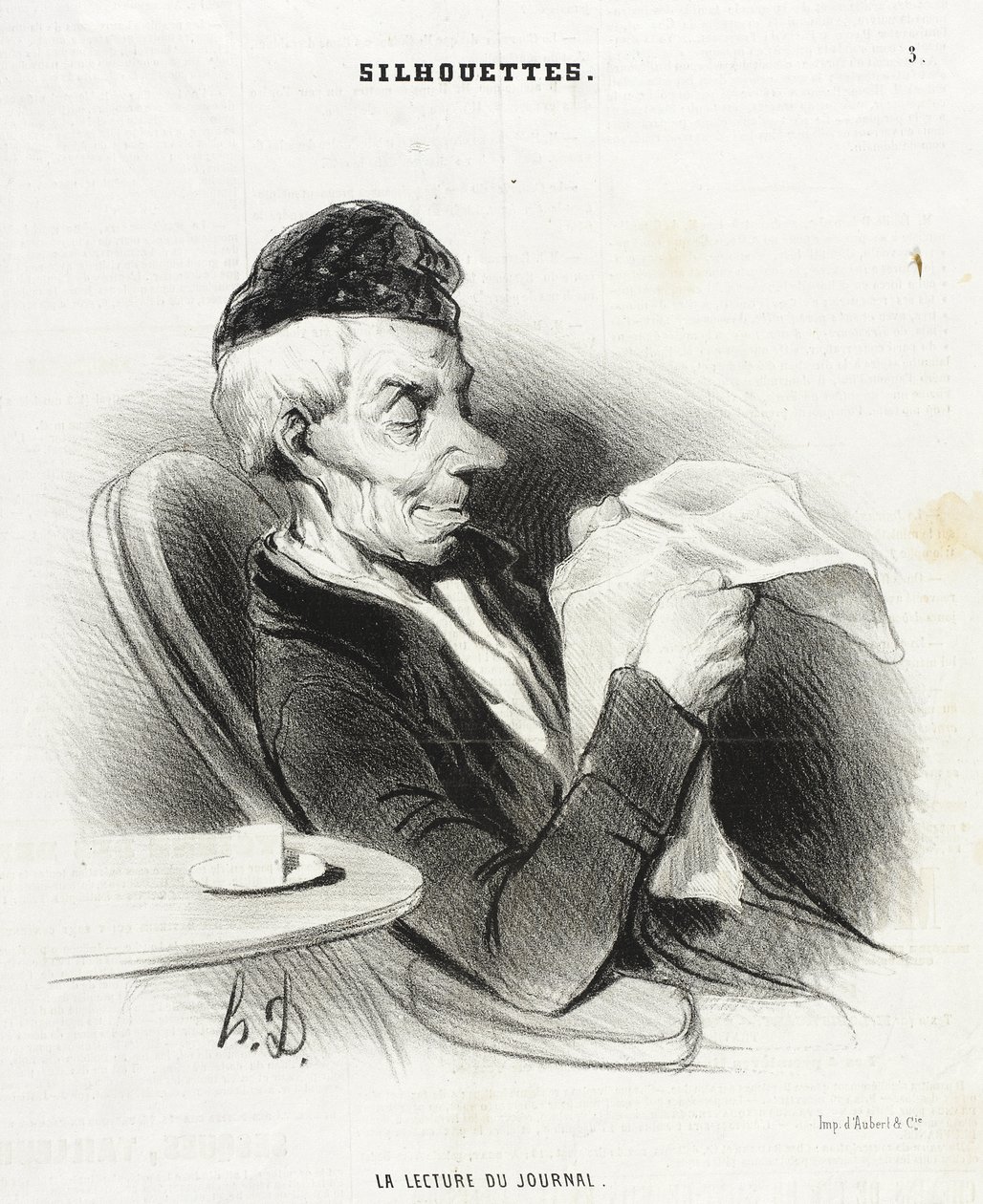 Het lezen van de krant door Honoré Daumier