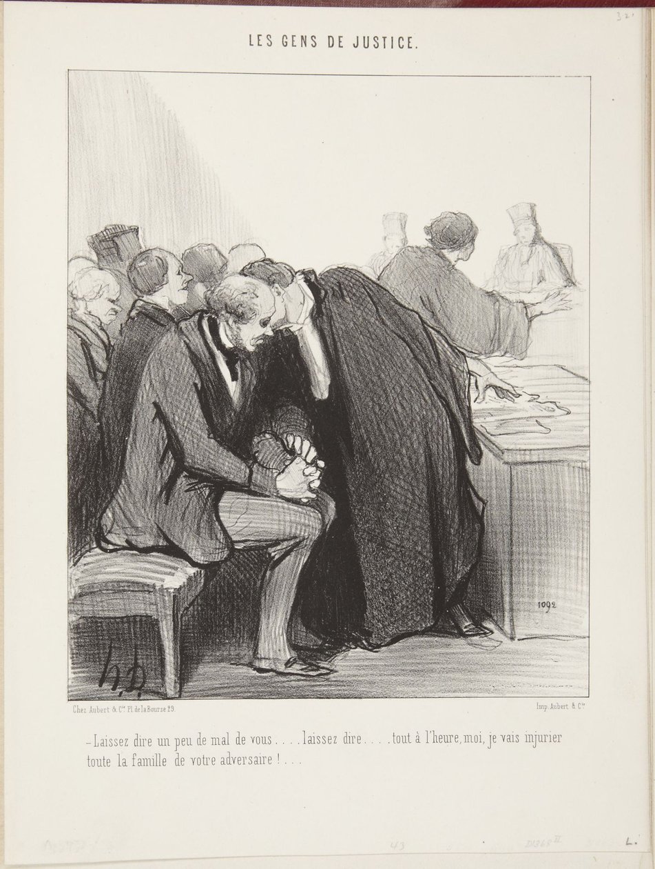Laat ze maar wat kwaad over je zeggen... laat ze maar... straks ga ik de hele familie van je tegenstander uitschelden!... door Honoré Daumier