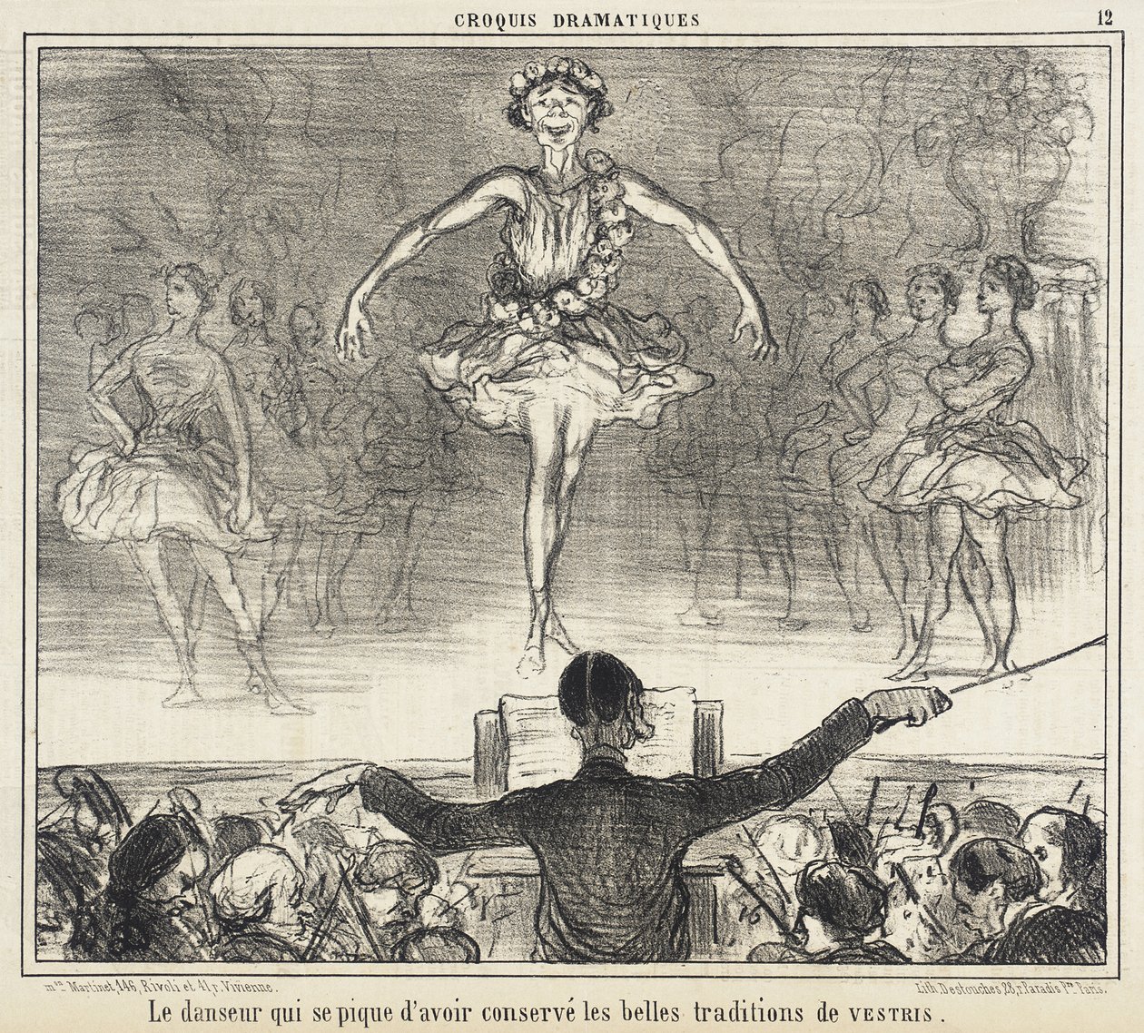De danser die er prat op gaat behouden te hebben... door Honoré Daumier