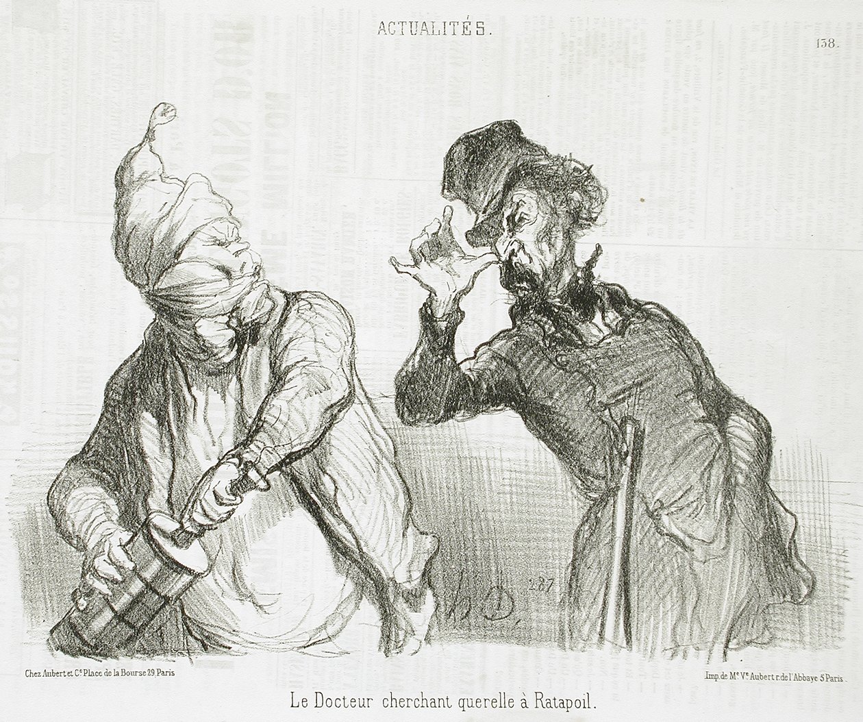 De dokter zoekt ruzie met Ratapoil door Honoré Daumier
