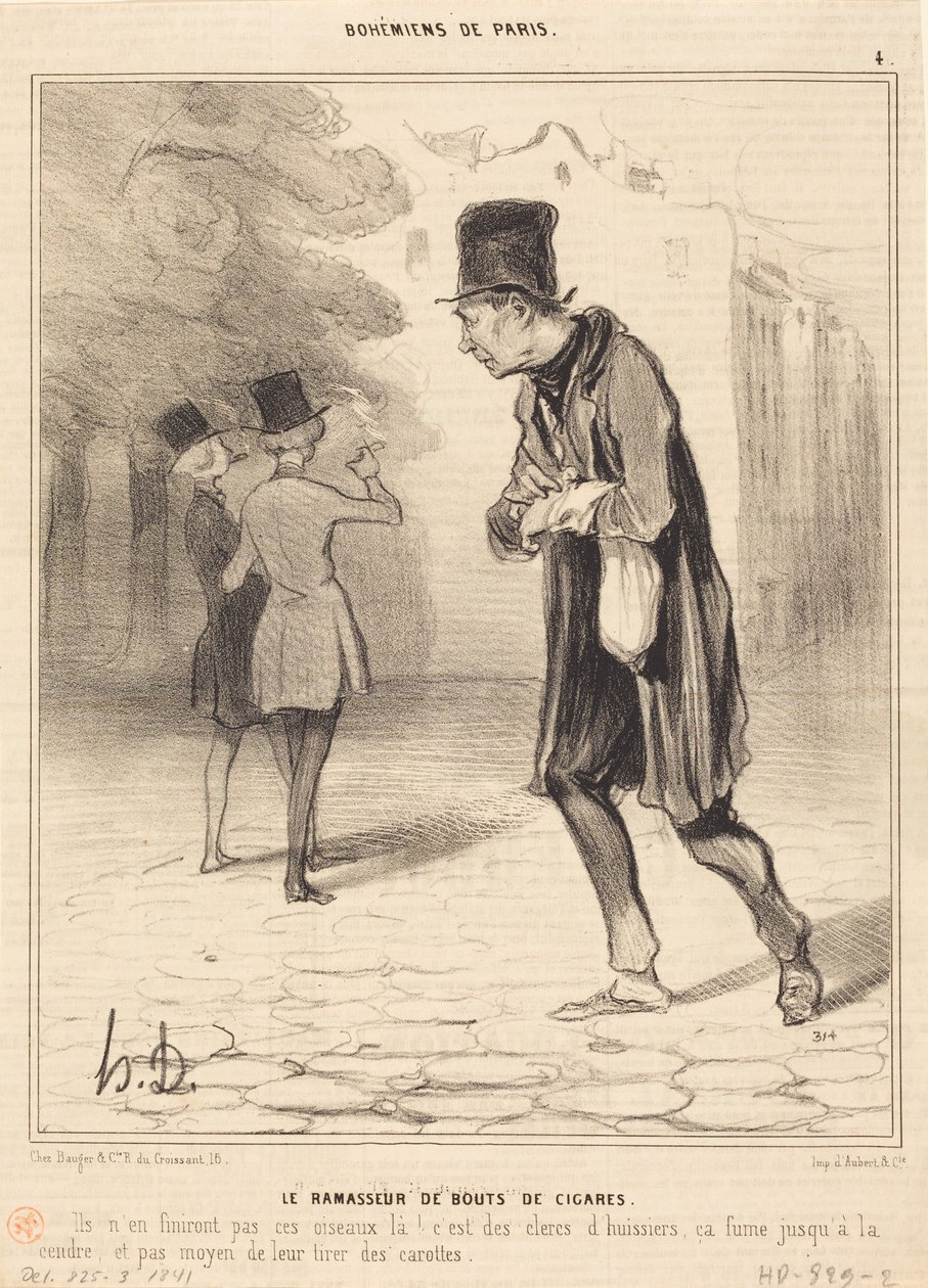 De verzamelaar van sigarenpeuken door Honoré Daumier