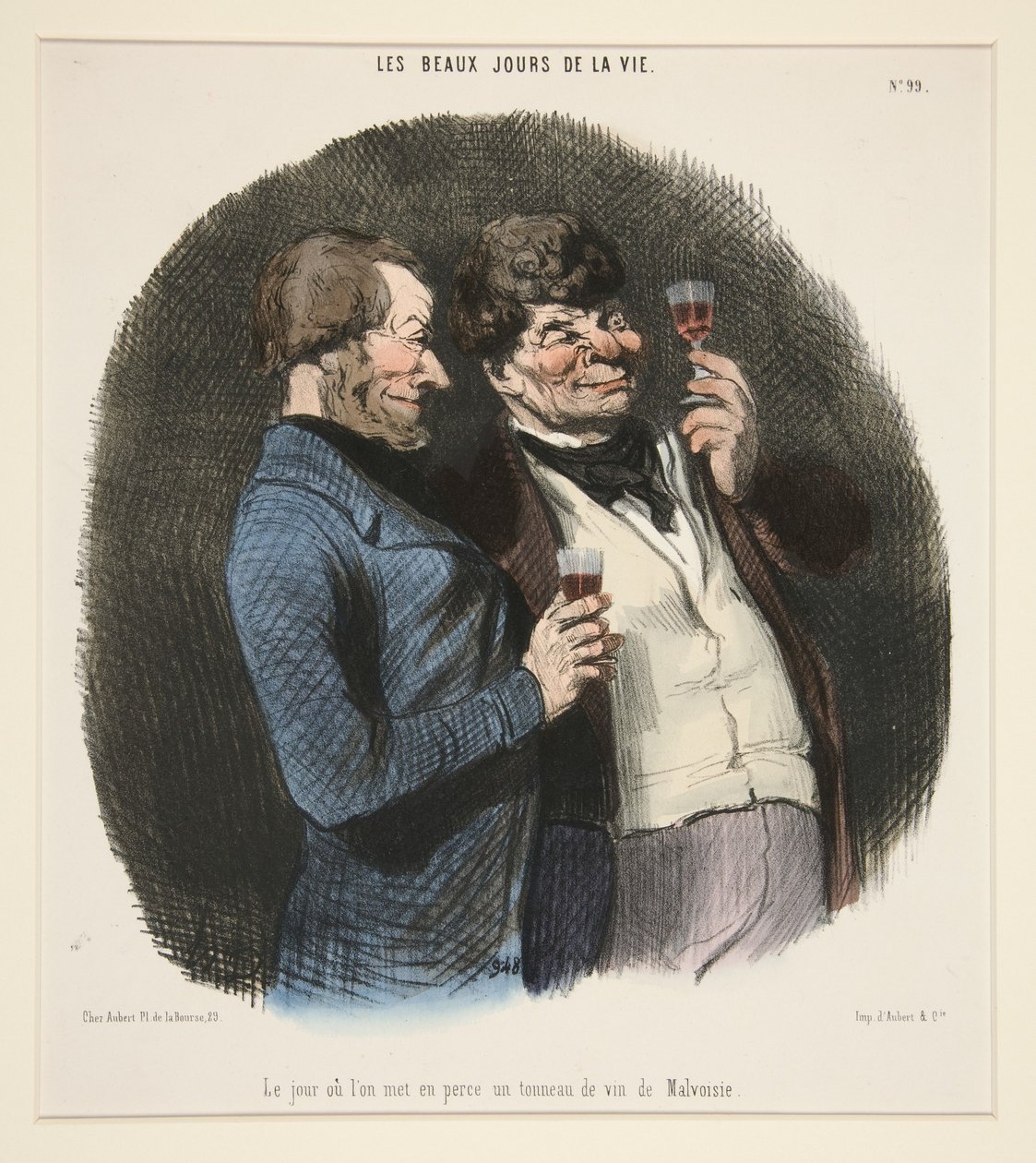 De dag waarop een vat Malvoisie-wijn wordt aangeboord, uit *Les Beaux Jours de la Vie* door Honoré Daumier
