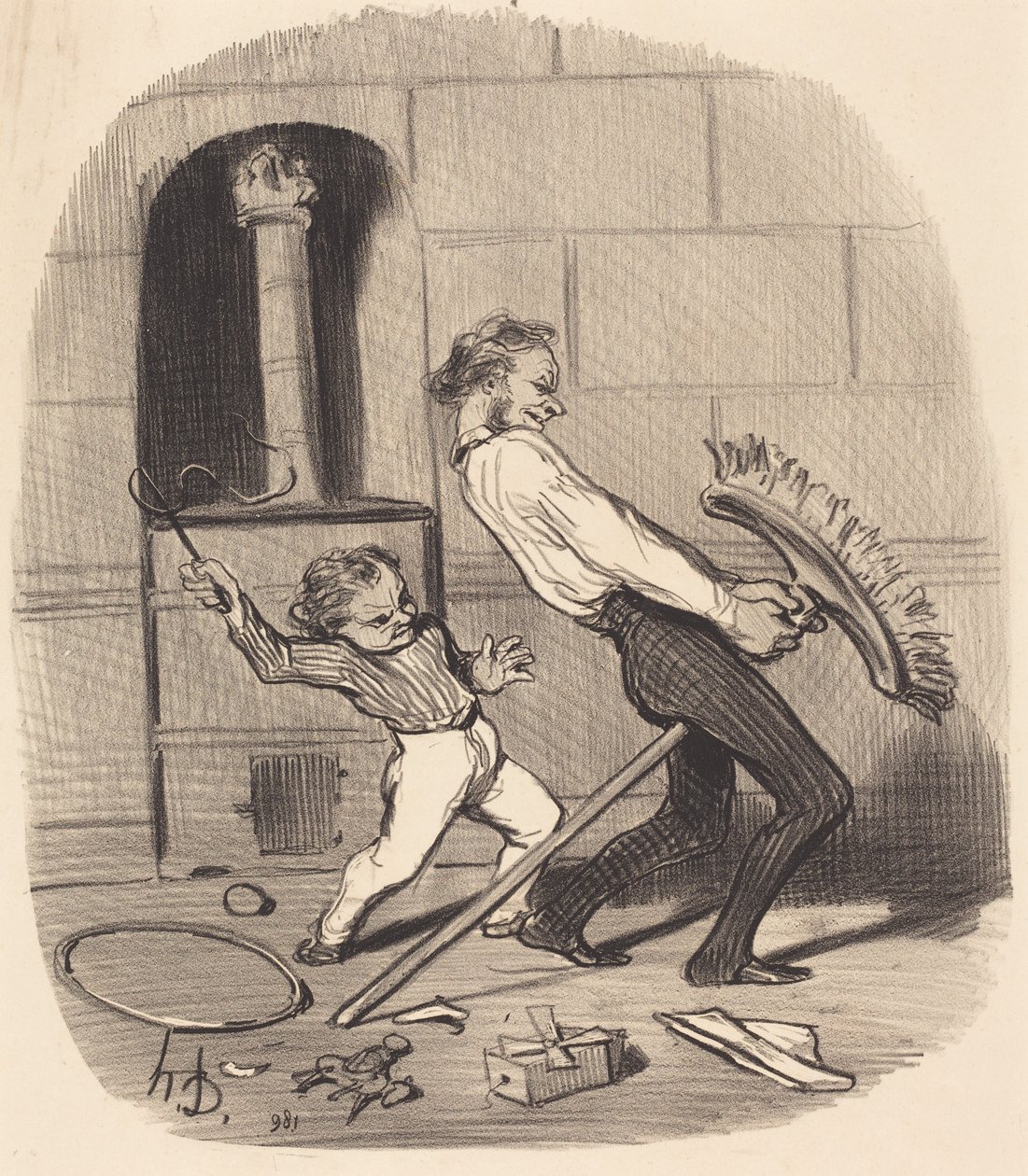 Rijles, Hoge School door Honoré Daumier