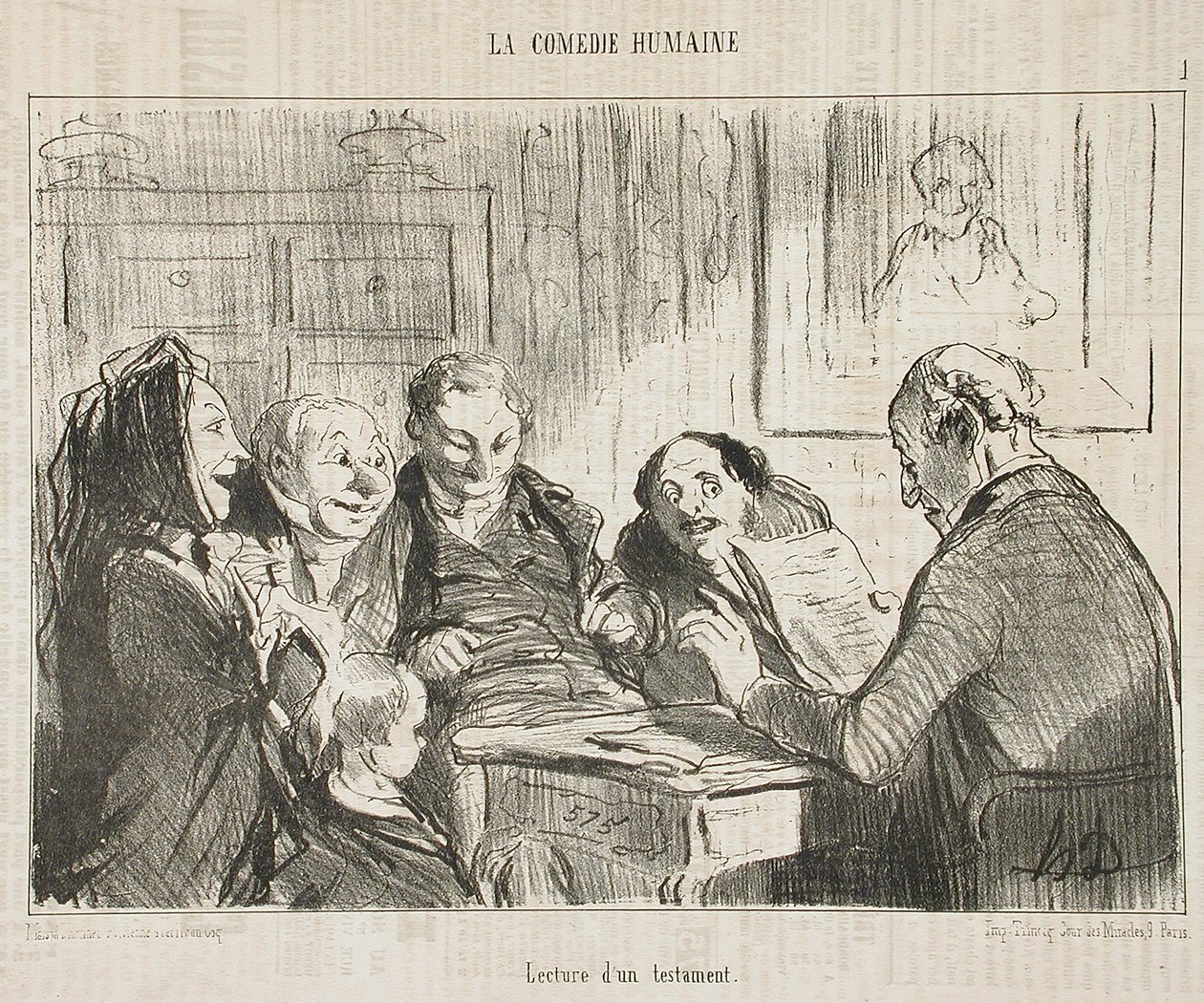 Voorlezing van een testament door Honoré Daumier