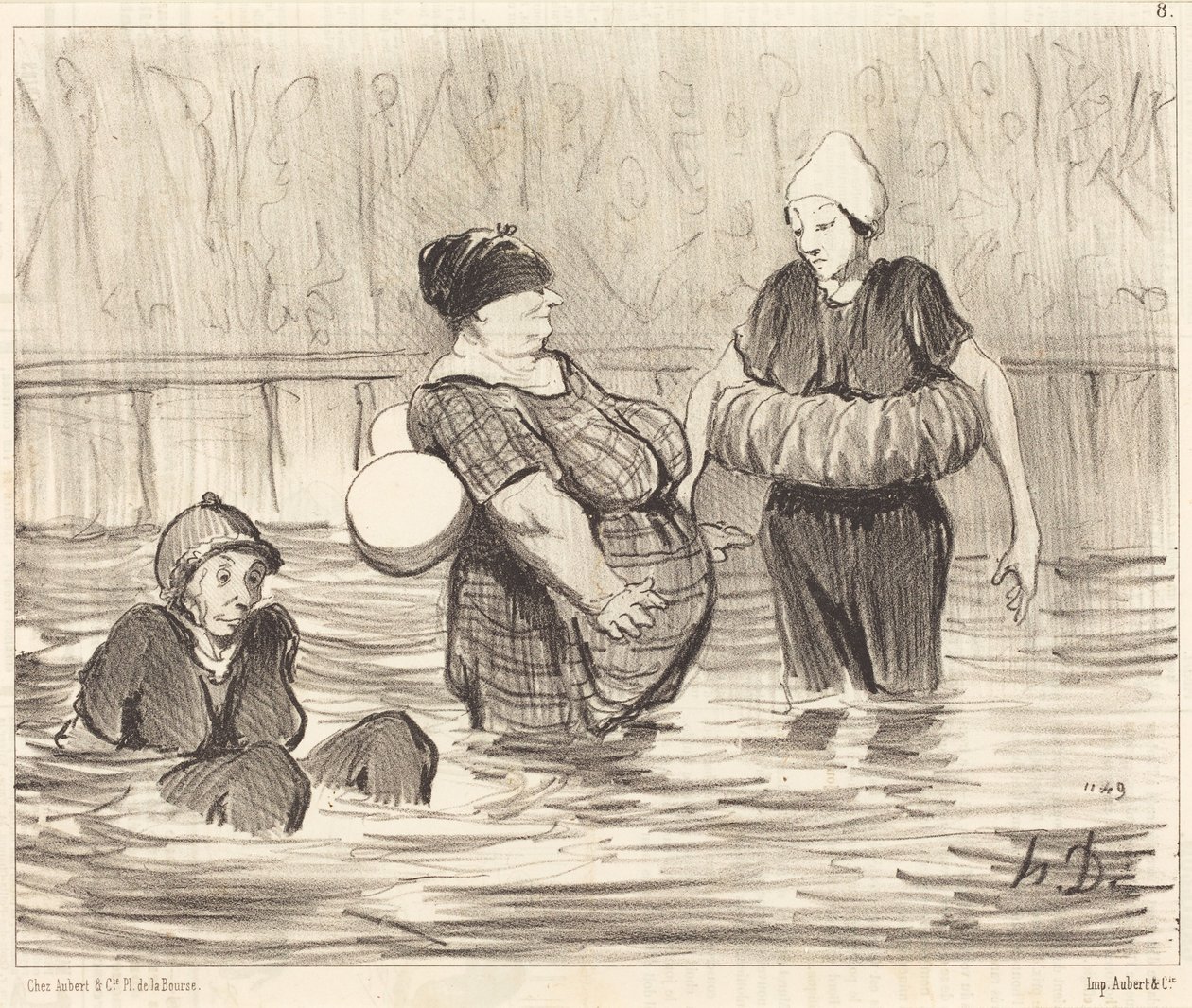 De voorzichtige badsters door Honoré Daumier