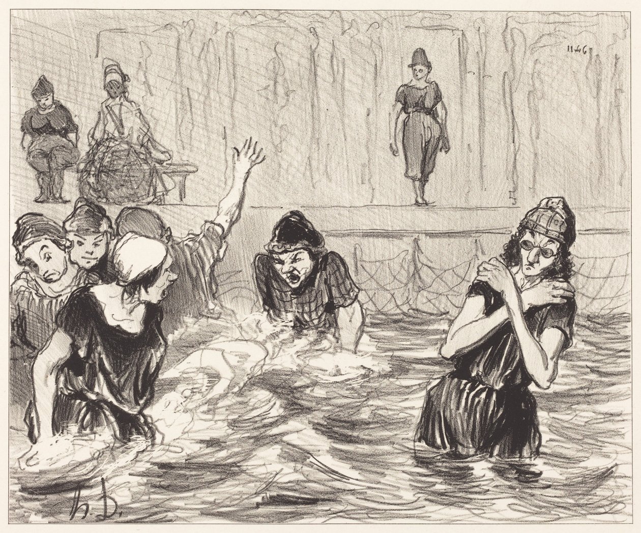 De wasvrouwen door Honoré Daumier