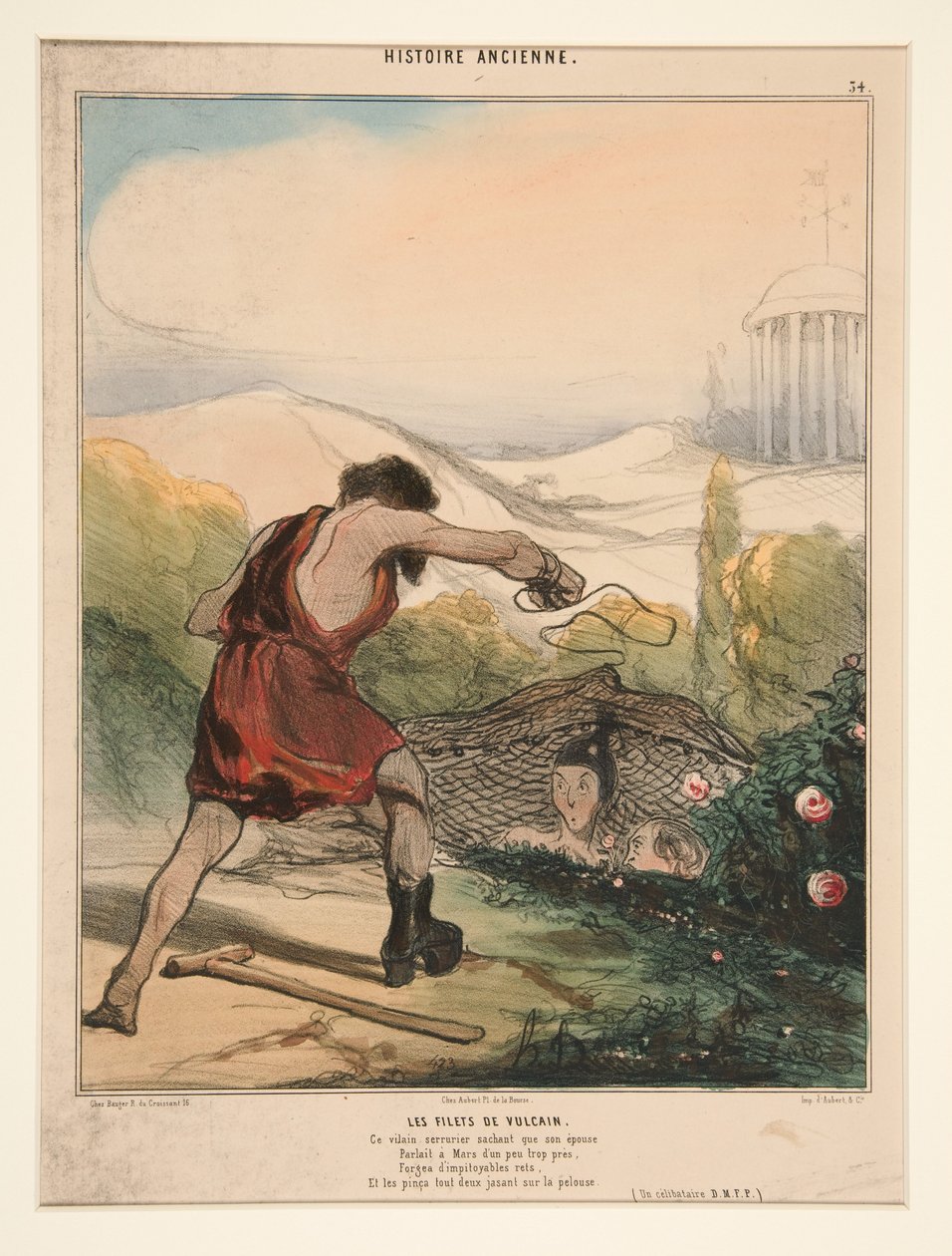 De netten van Vulcanus. Deze gemene slotenmaker, die wist dat zijn vrouw... uit de Oude Geschiedenis door Honoré Daumier