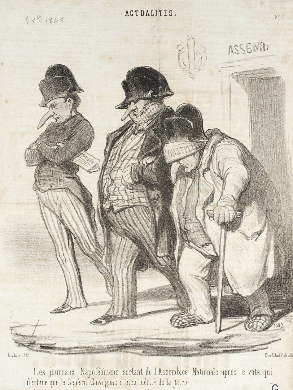 De napoleontische kranten verlaten de Nationale Vergadering na de stemming ... door Honoré Daumier