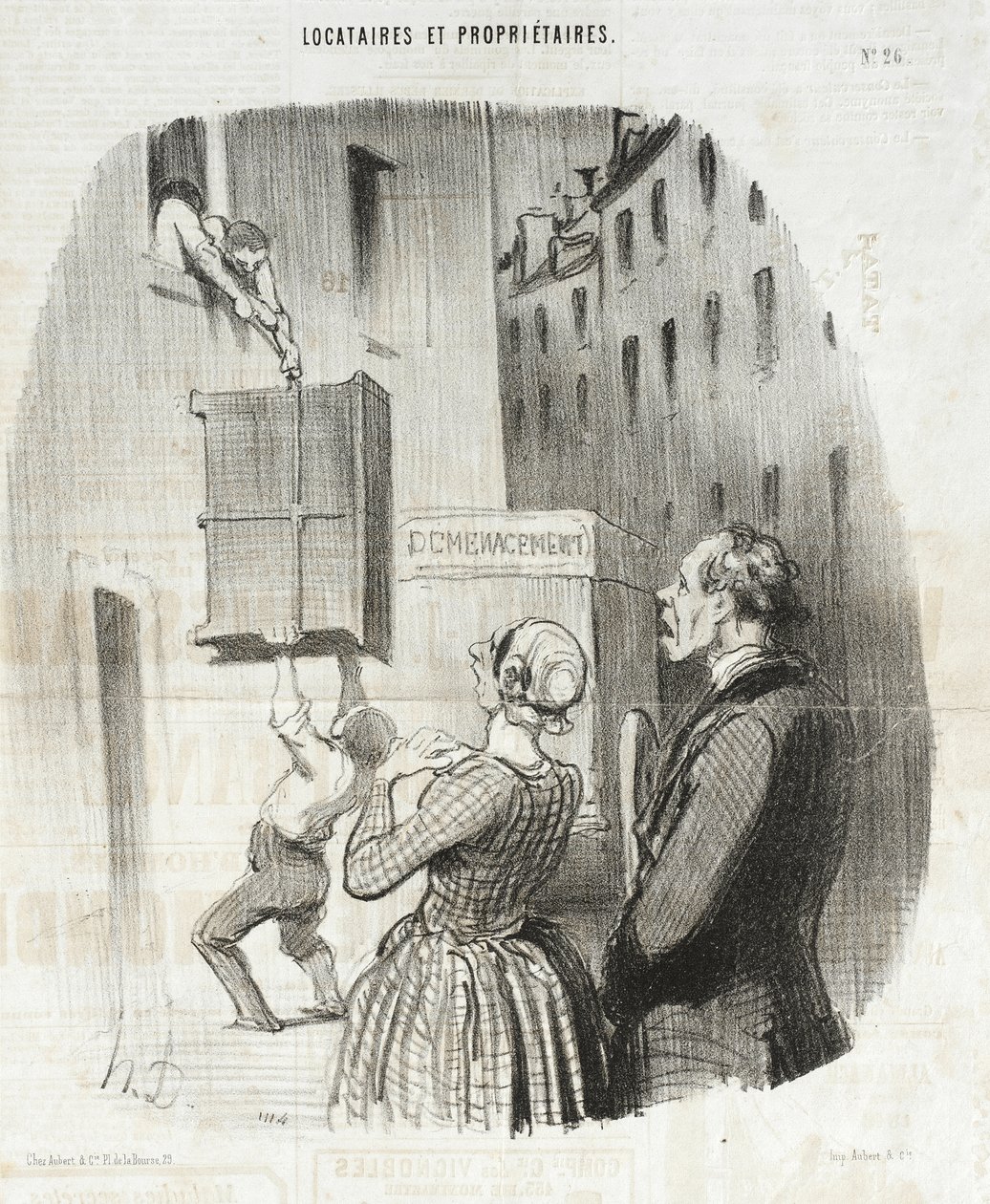 Nachtbrakende huurders door Honoré Daumier