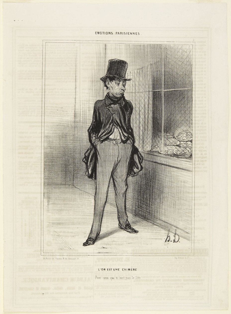 Goud is een hersenschim, nummer 2 uit de serie Émotions Parisiennes van Le Charivari door Honoré Daumier