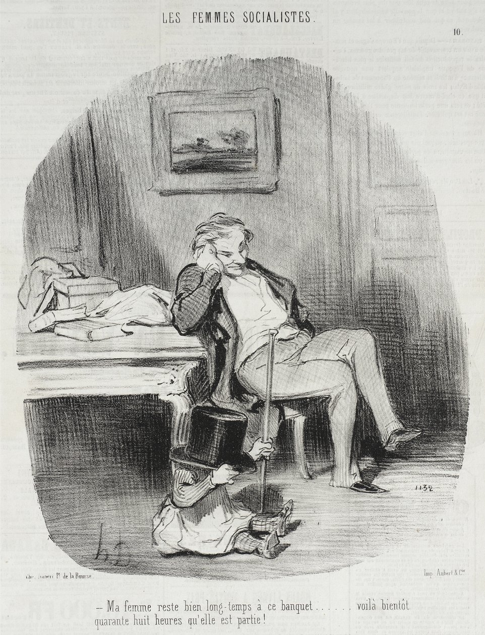 Mijn vrouw blijft heel lang op dit banket... door Honoré Daumier