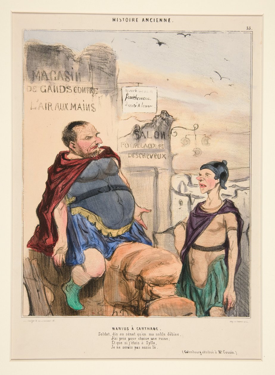 Marius in Carthago. Soldaat, zeg de Senaat dat in mijn nobele armoede... uit Histoire Ancienne door Honoré Daumier