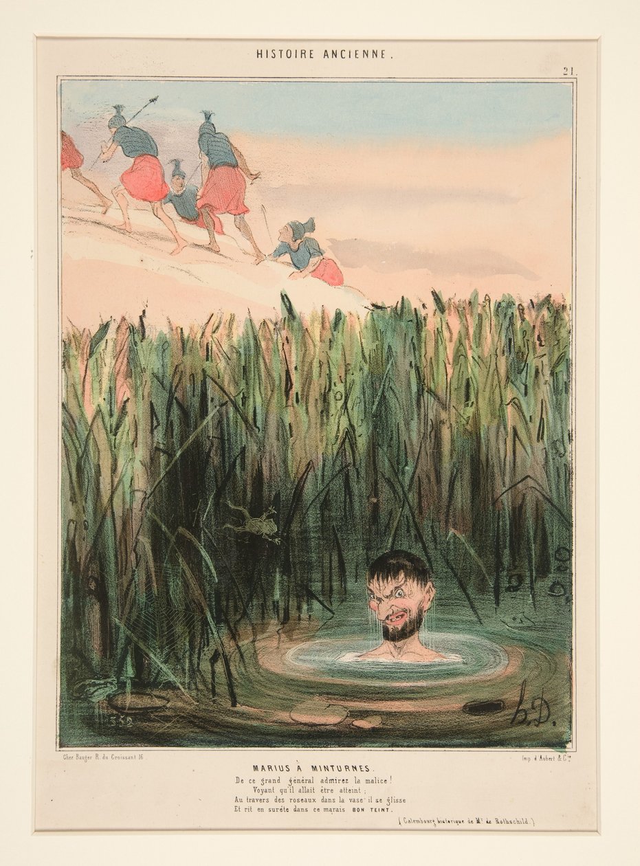 Marius in Minturnes. Bewonder de sluwheid van deze grote generaal... uit „Histoire Ancienne“ door Honoré Daumier