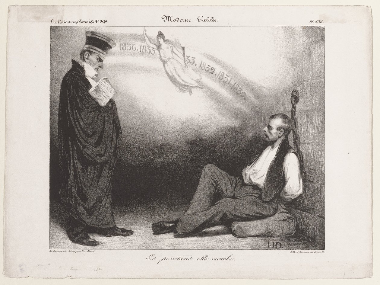 Moderne Galileo. En toch beweegt zij door Honoré Daumier