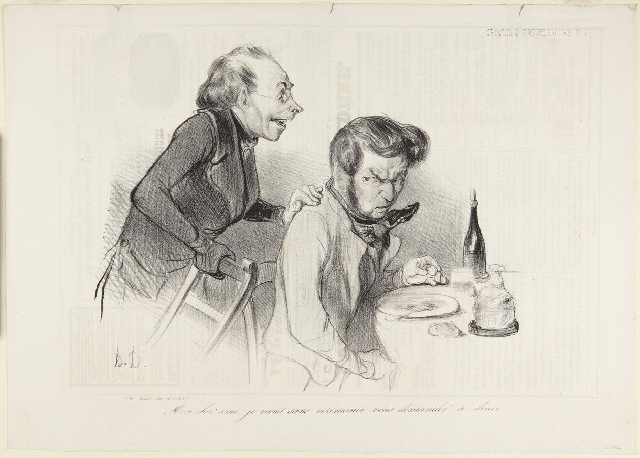 Mijn beste vriend, ik kom zonder omhaal om je voor het diner uit te nodigen door Honoré Daumier