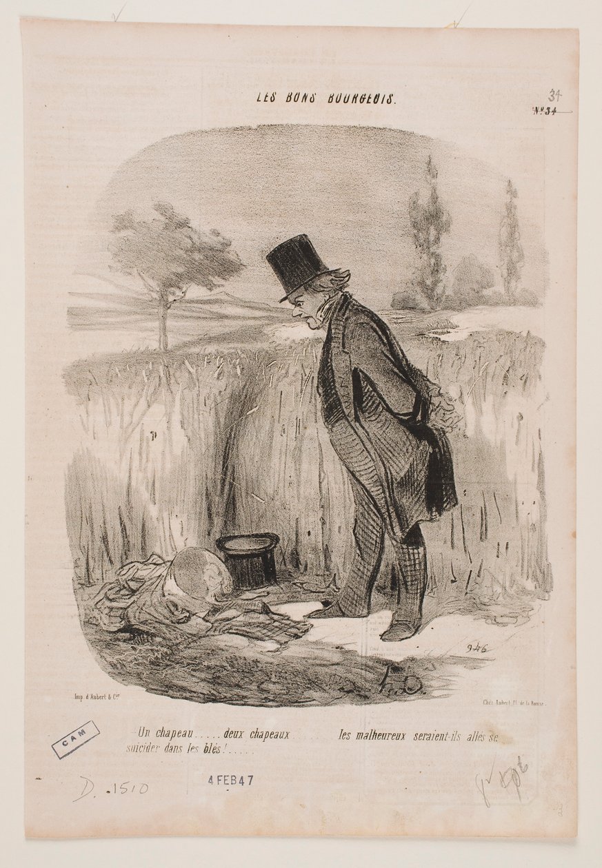 Eén hoed… Twee hoeden… door Honoré Daumier
