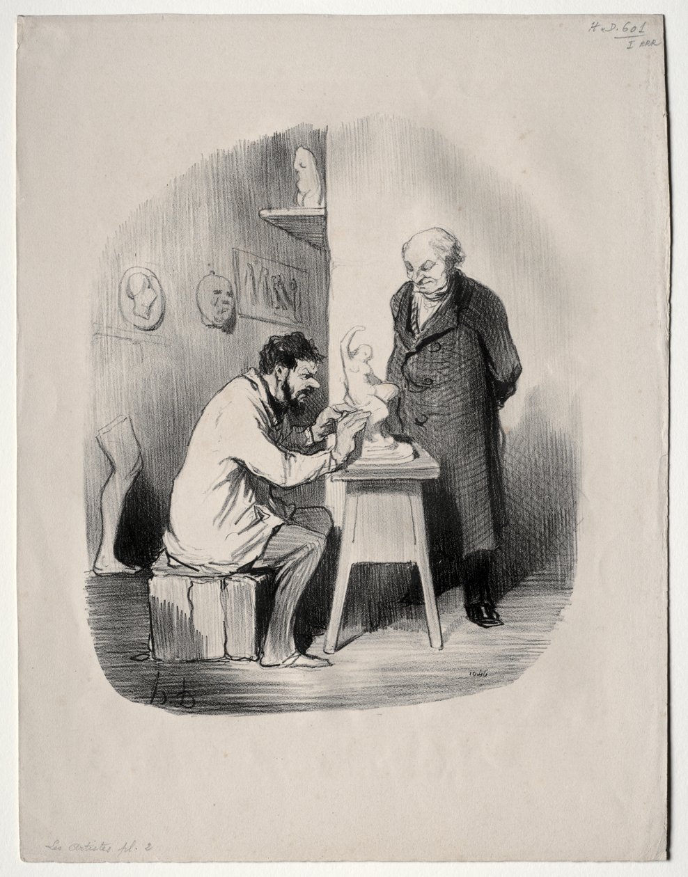 De Kunstenaars, plaat 2: Je moet me op deze manier een dag modelleren door Honoré Daumier