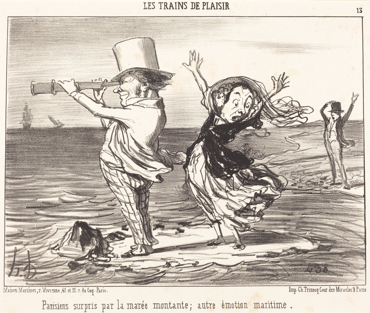 Parijzenaars verrast door het getij... door Honoré Daumier