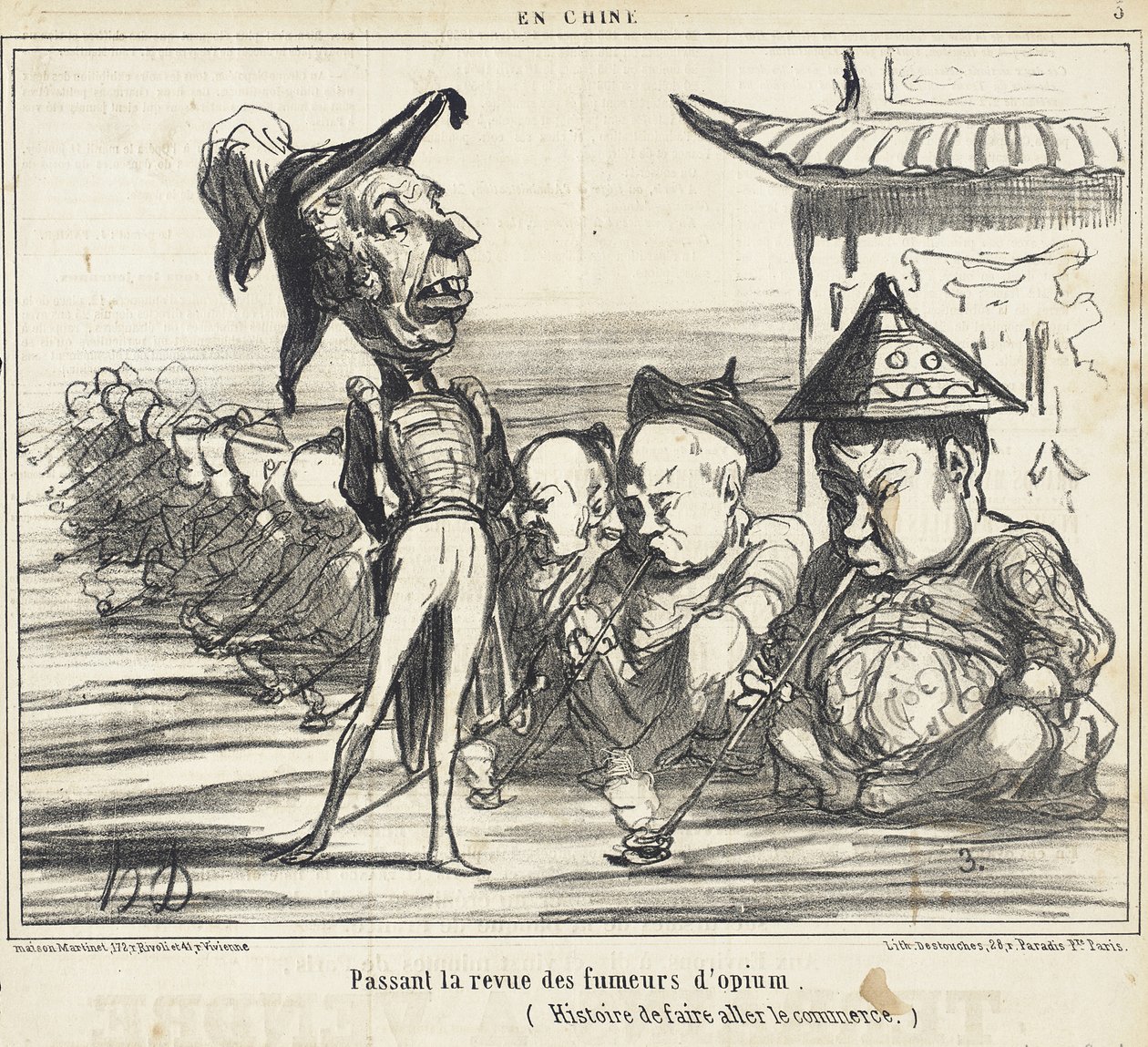 Inspectie van de opiumrokers door Honoré Daumier