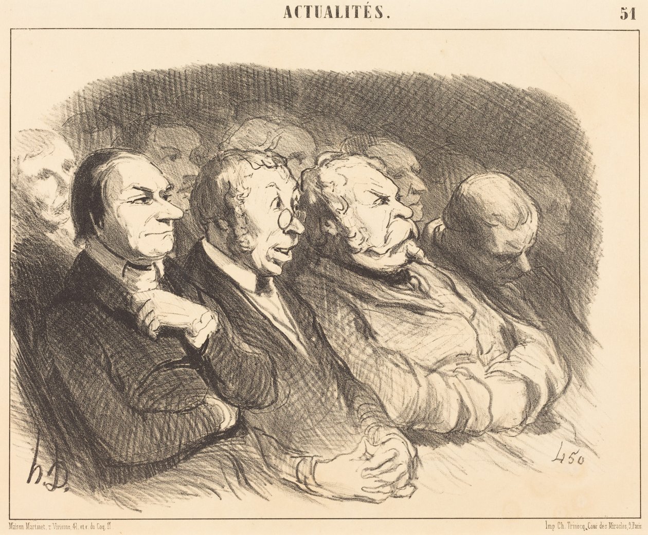 Gezichten van toeschouwers bij de Porte St.-Martin... door Honoré Daumier