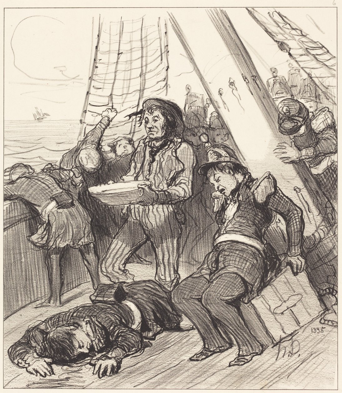 Verschillende leden van de Nationale Garde die er niet aan hadden gedacht... door Honoré Daumier
