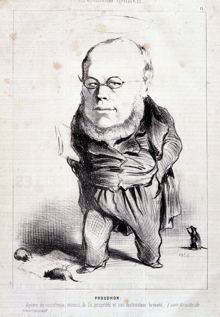 Proudhon, "apostel van het socialisme, vijand van eigendom en zijn gepatenteerde vernietiger" - door Daumier, in "Charivari" van 06/01/1849 door Honoré Daumier