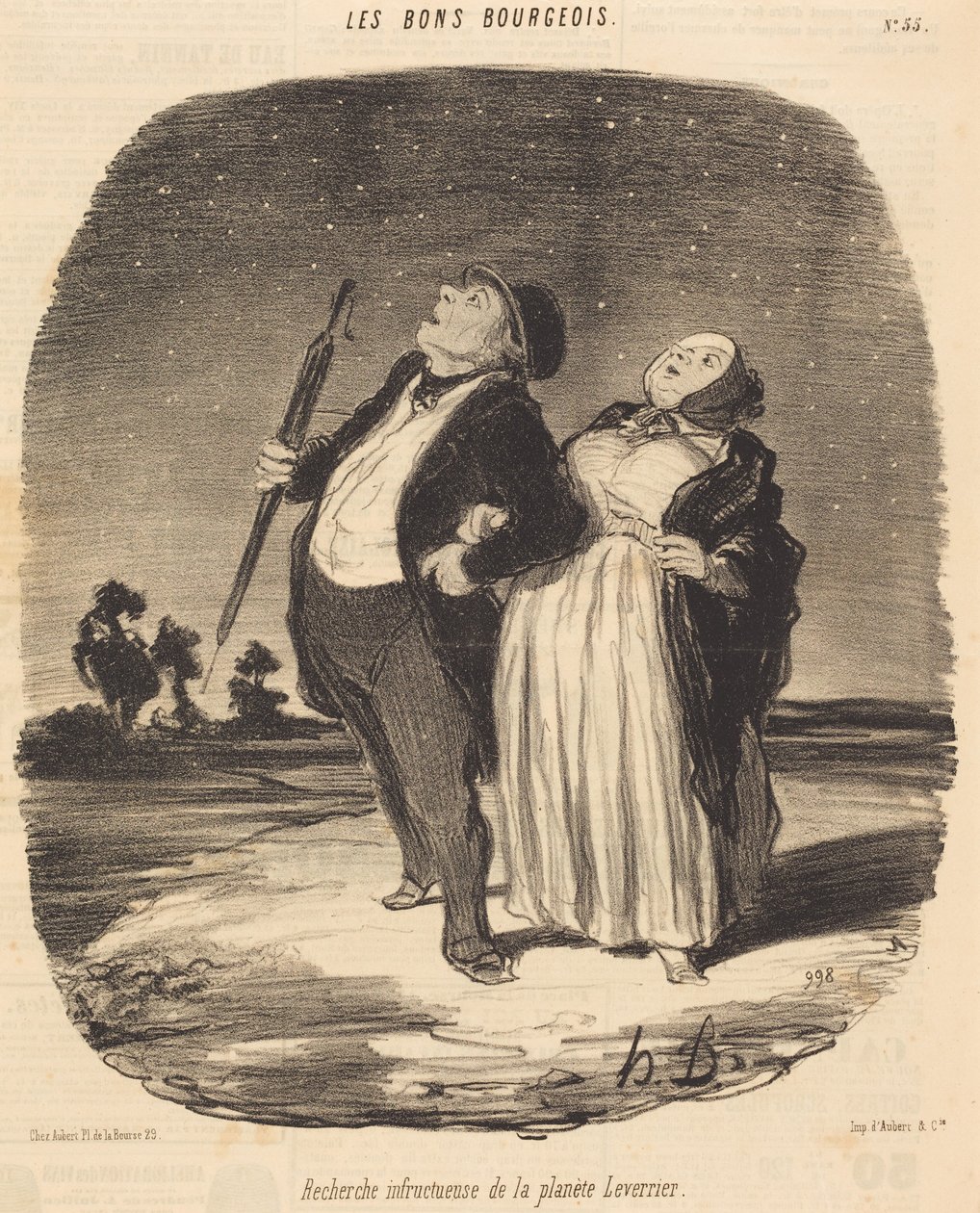Vruchteloze zoektocht naar de planeet Leverrier door Honoré Daumier