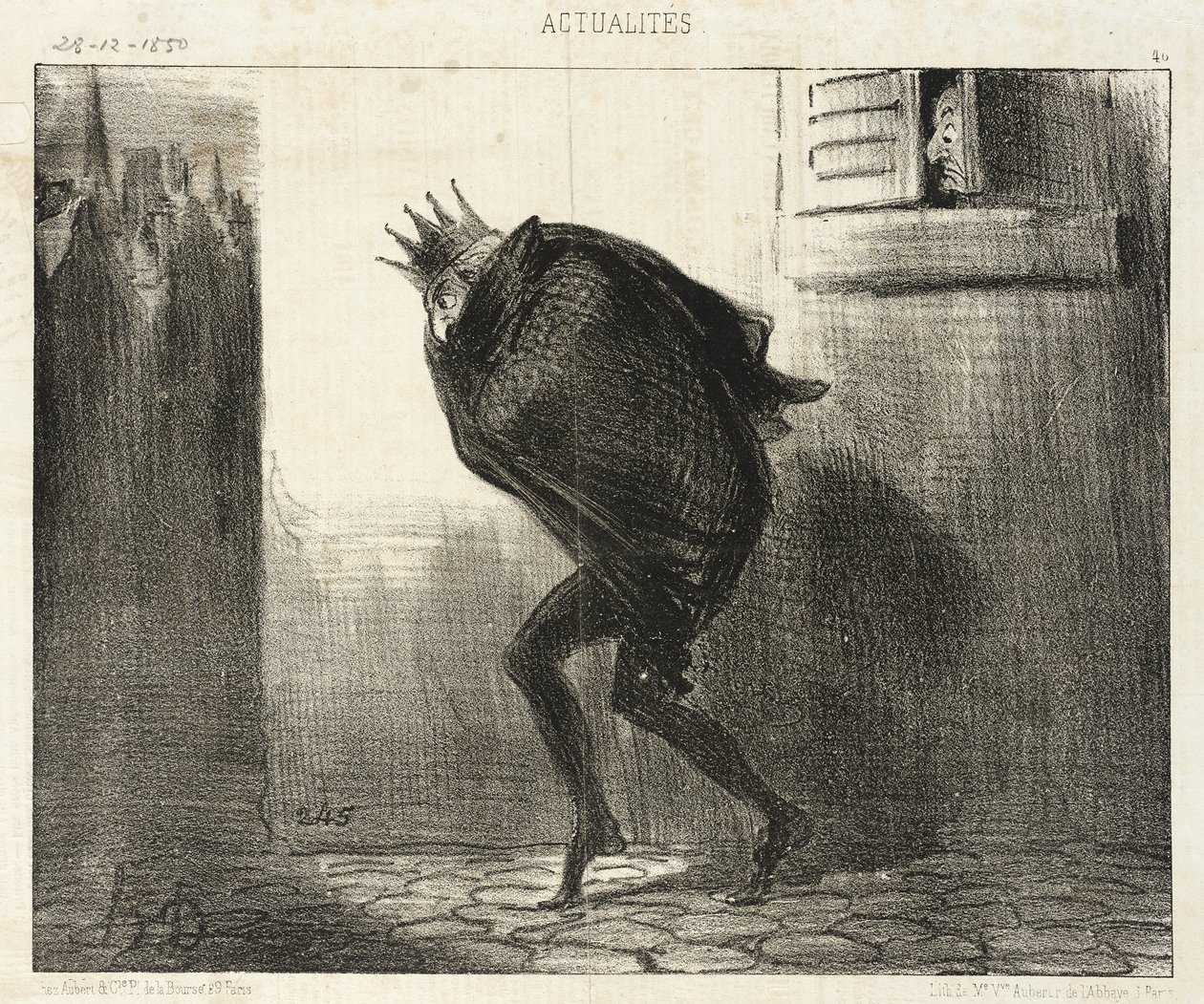 De terugkeer bij nacht van de Keurvorst van Hessen naar zijn geliefde stad Kassel... door Honoré Daumier
