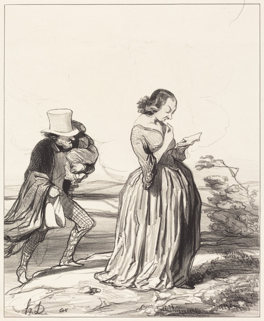 Verdorie!... Ik zou zo graag willen... dat mijn vrouw al klaar was... door Honoré Daumier