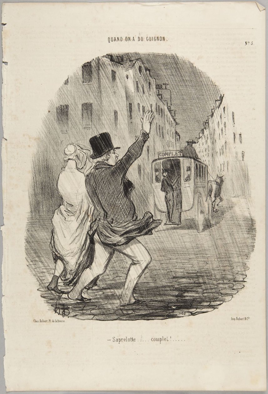 Saprelotte... compleet!, nummer 5 uit de serie Quand on a du Guignon uit Le Charivari door Honoré Daumier