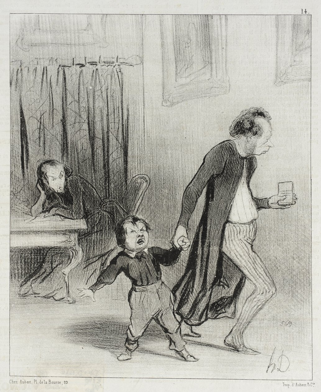 Verdomde kindermisbruiker!...laat me toch in alle rust mijn ode schrijven... door Honoré Daumier