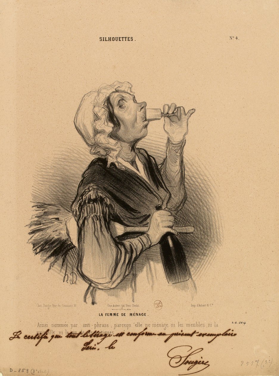 Silhouetten nr. 4: De werkster. - Aldus genoemd bij wijze van antifrase... door Honoré Daumier