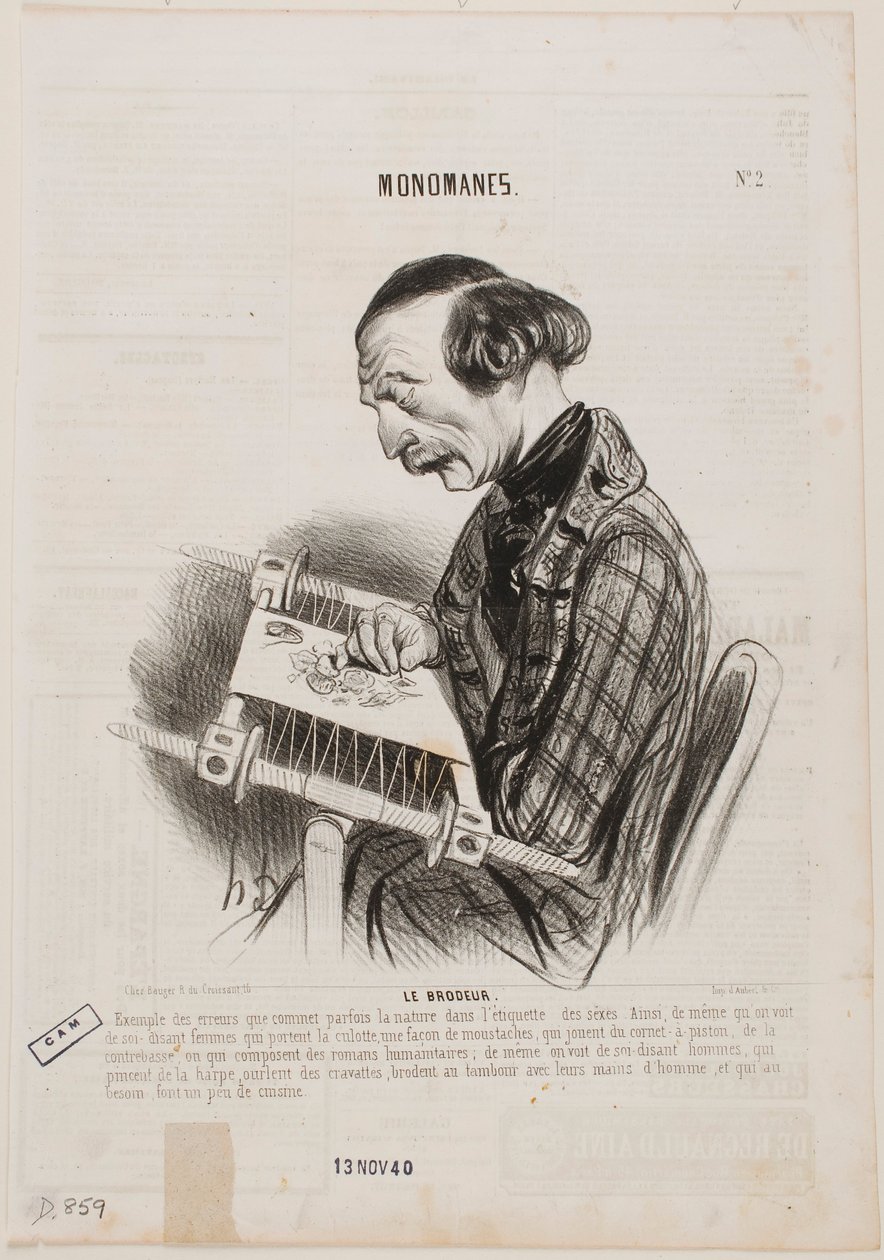 De borduurster door Honoré Daumier