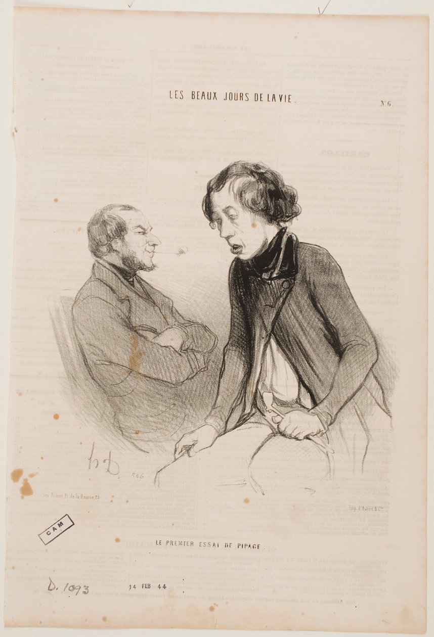 De eerste poging om een pijp te roken door Honoré Daumier