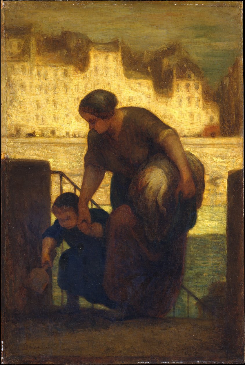 De wasvrouw door Honoré Daumier