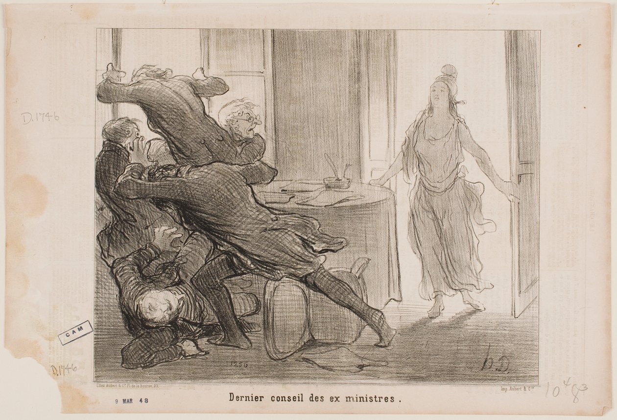 De laatste kabinetsvergadering van de voormalige ministers door Honoré Daumier