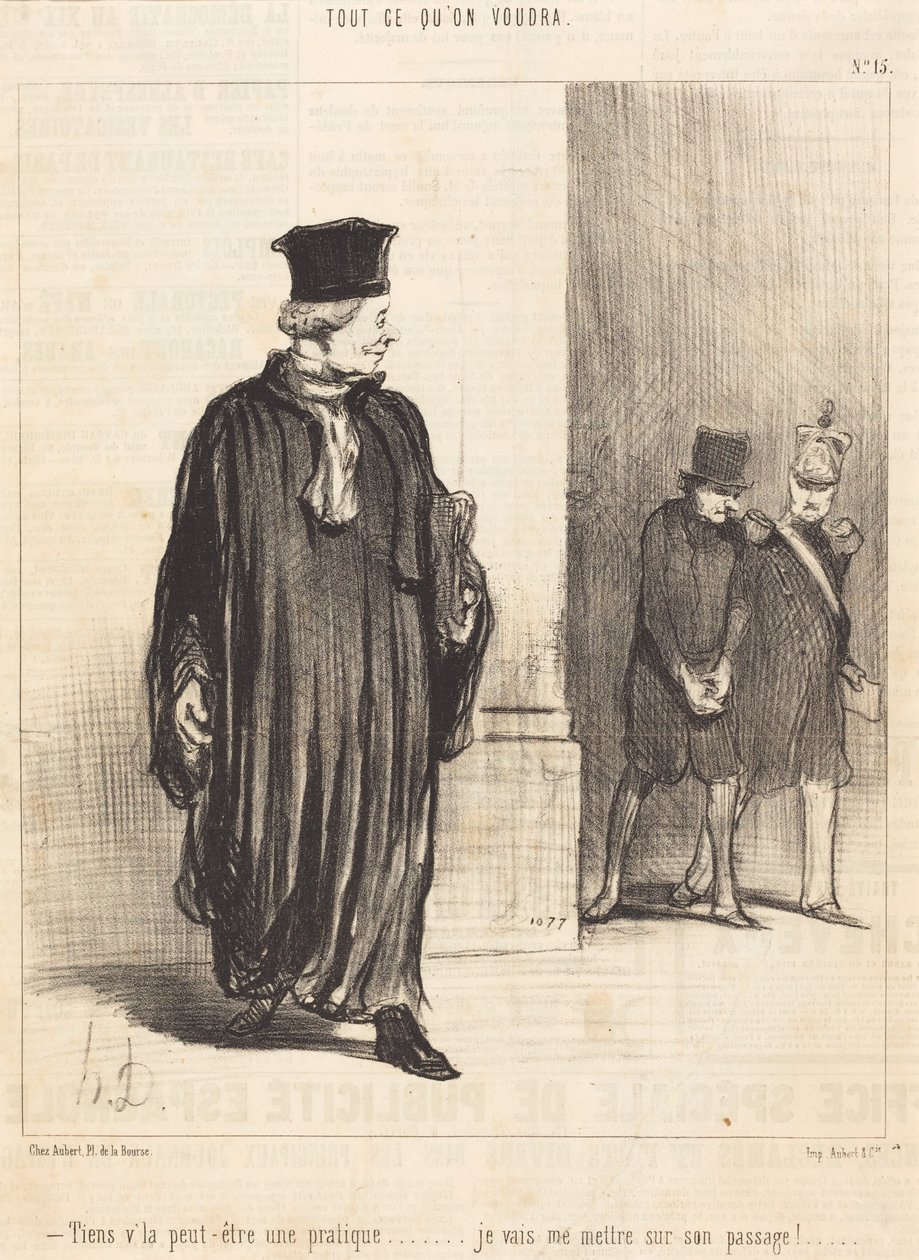 Kijk, misschien een klant door Honoré Daumier