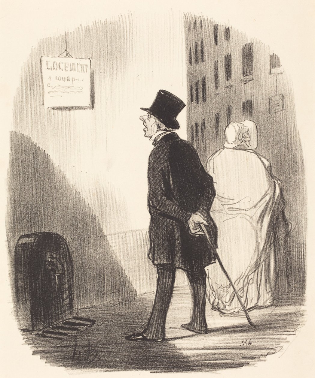 Kijk eens, daar is een bord dat mijn vrouw is gepasseerd... door Honoré Daumier