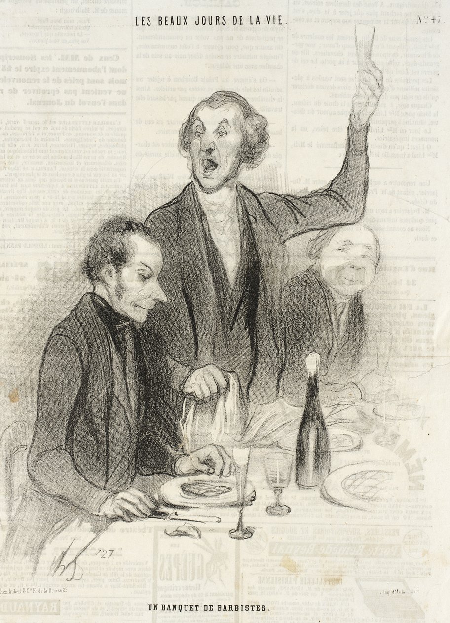 Een banket van barbiers door Honoré Daumier