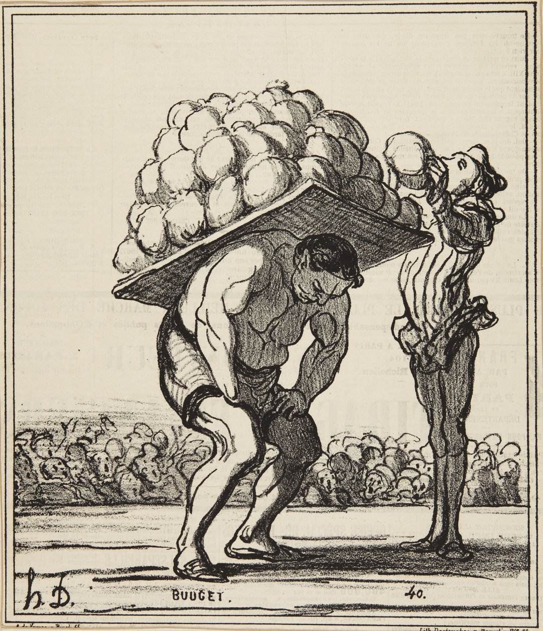 „Een Hercules die degenen van het feest van Sint-Cloud naar binnen duwt” door Honoré Daumier