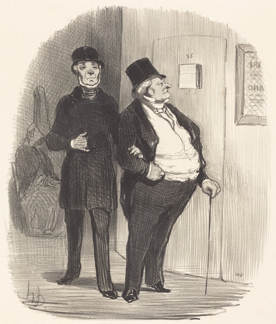 Een avond ter ere van een benefietvoorstelling... door Honoré Daumier