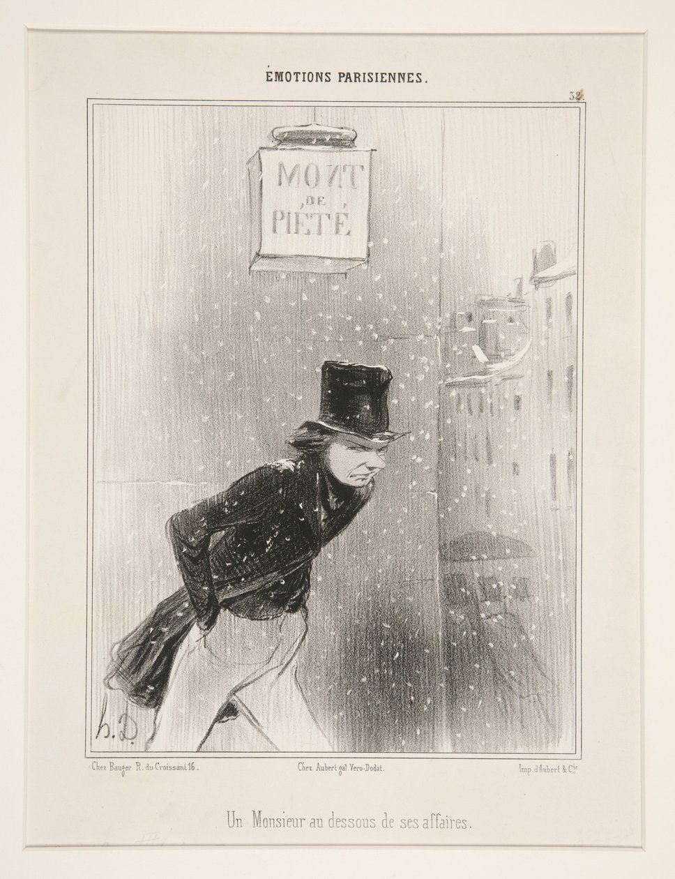 Een man die zijn zaken niet op orde heeft (A Man at the Bottom of his Affairs), pl. 34 uit de serie Émotions Parisiennes (Parijse emoties) uit het album Émotions Parisiennes door Honoré Daumier